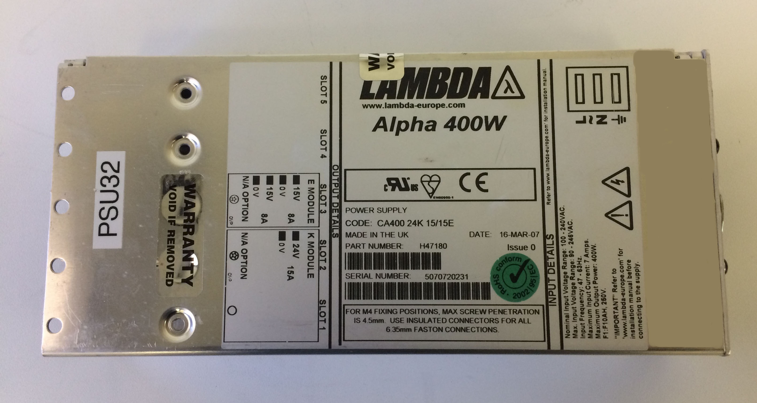 H47180 | Lambda Alpha 400W Power Supply